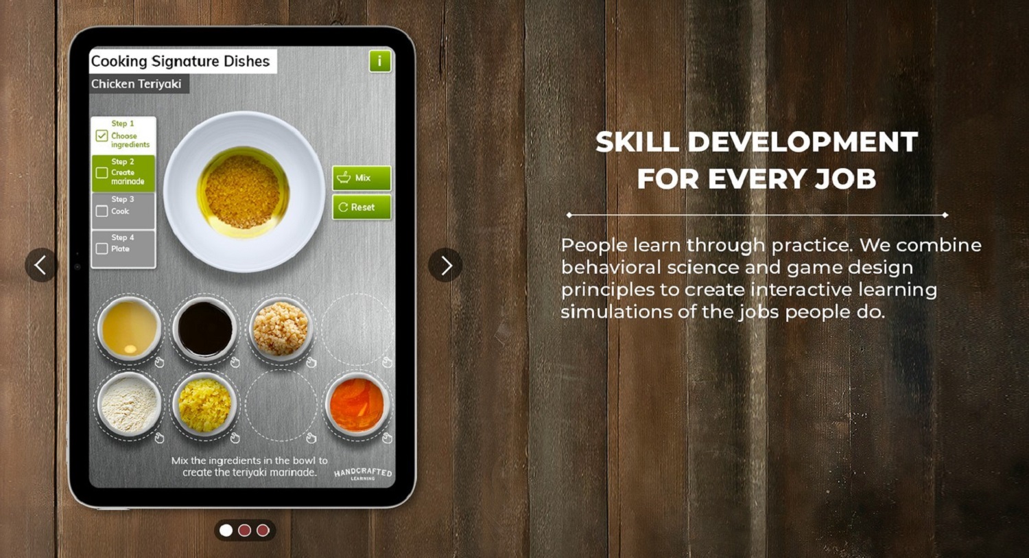 Image of a digital simulation of mixing ingredients for a cooking recipe